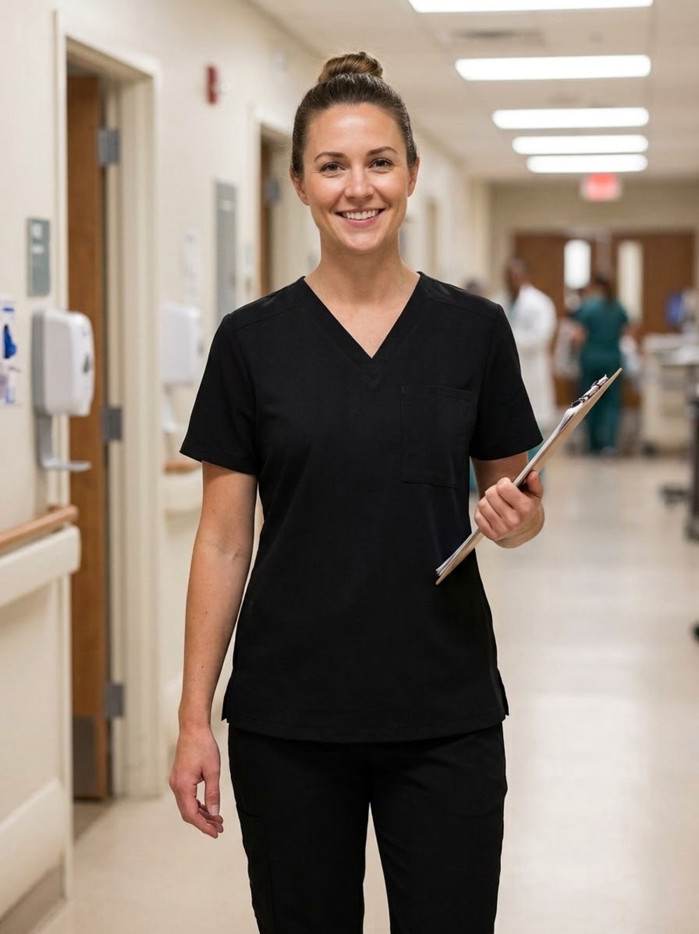Fabletics Black Vital 1-Pocket Scrub Top - V-Neck Sport-Inspired Medical Scrub